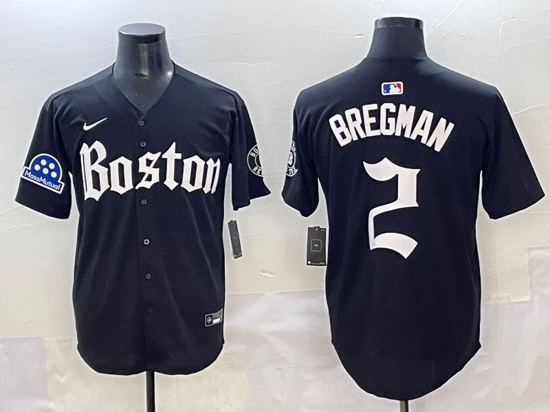 Men 2025 Boston Red Sox #2 Bregman Black Five generations Joint Name Nike MLB Jersey style 16->boston red sox->MLB Jersey